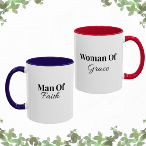 man of faith & woman of grace mugs