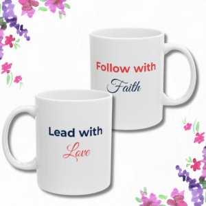 lead with love follow with faith mug set